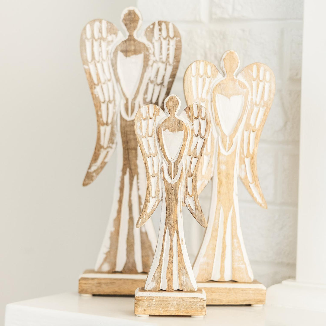 Large Feathered Wood Angel