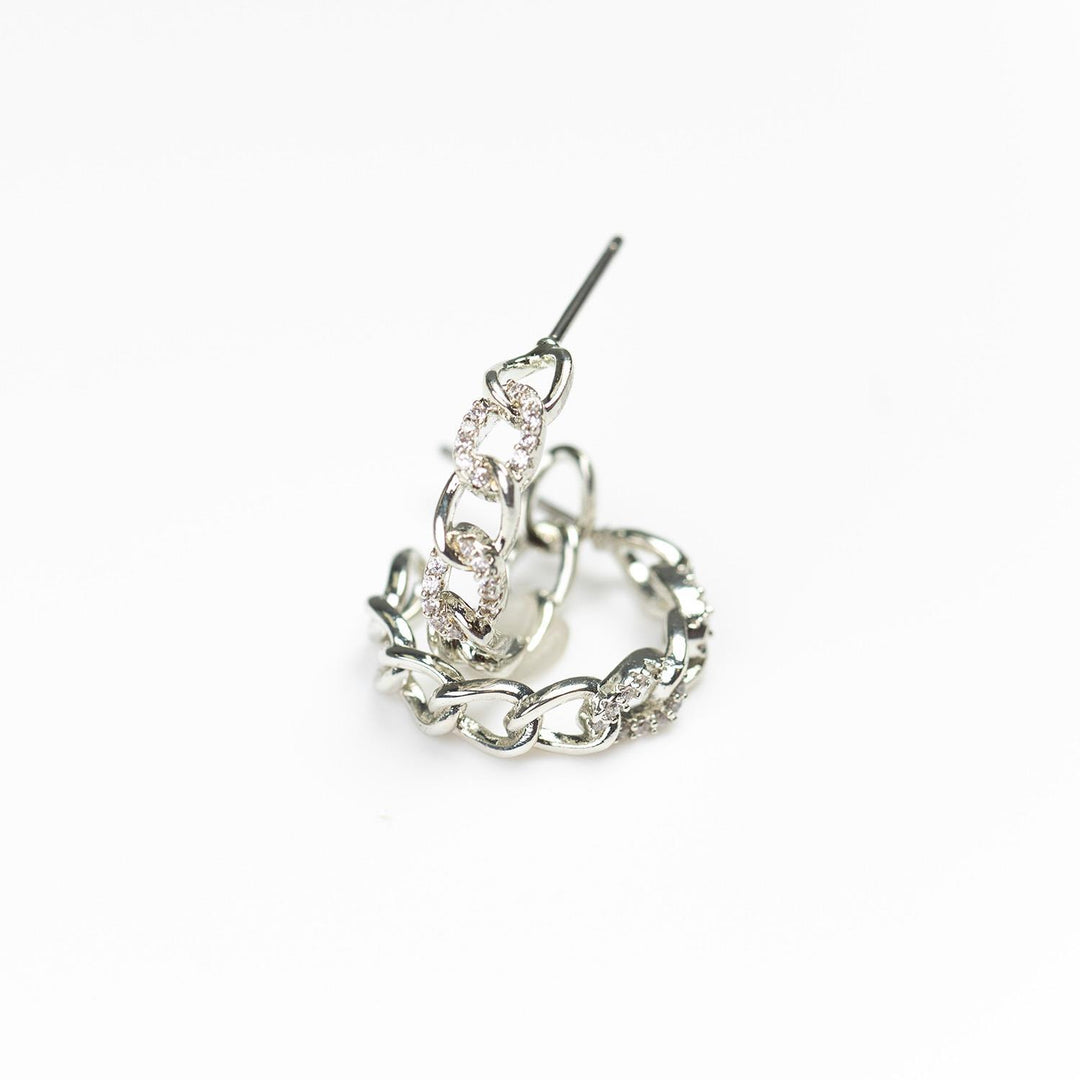 Landon Silver Chain Hoop Earrings