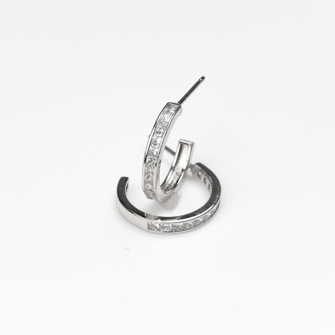 Elina Silver Hoop Post Earrings
