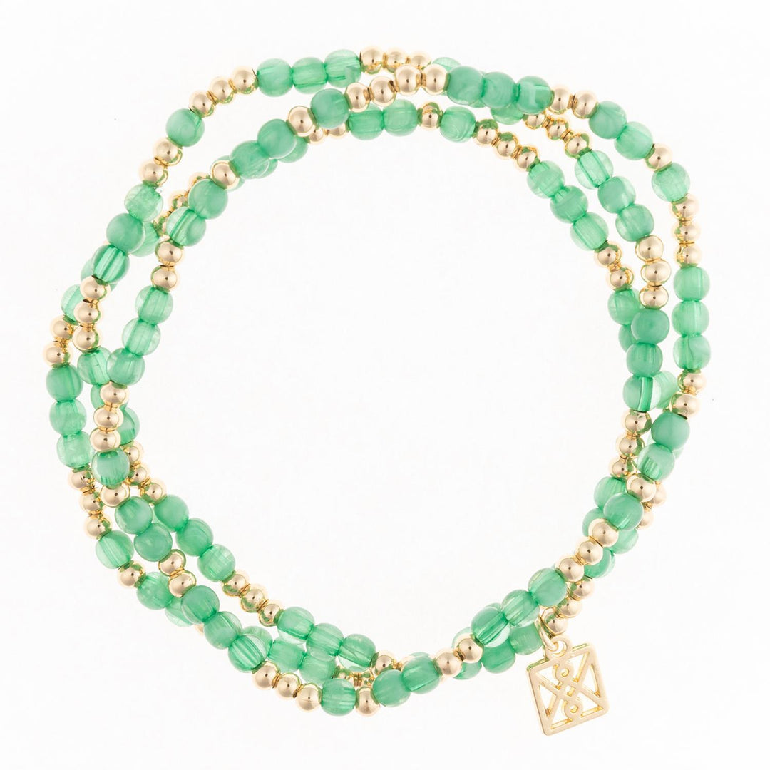 Rachel Beaded Stretch Bracelet in Green