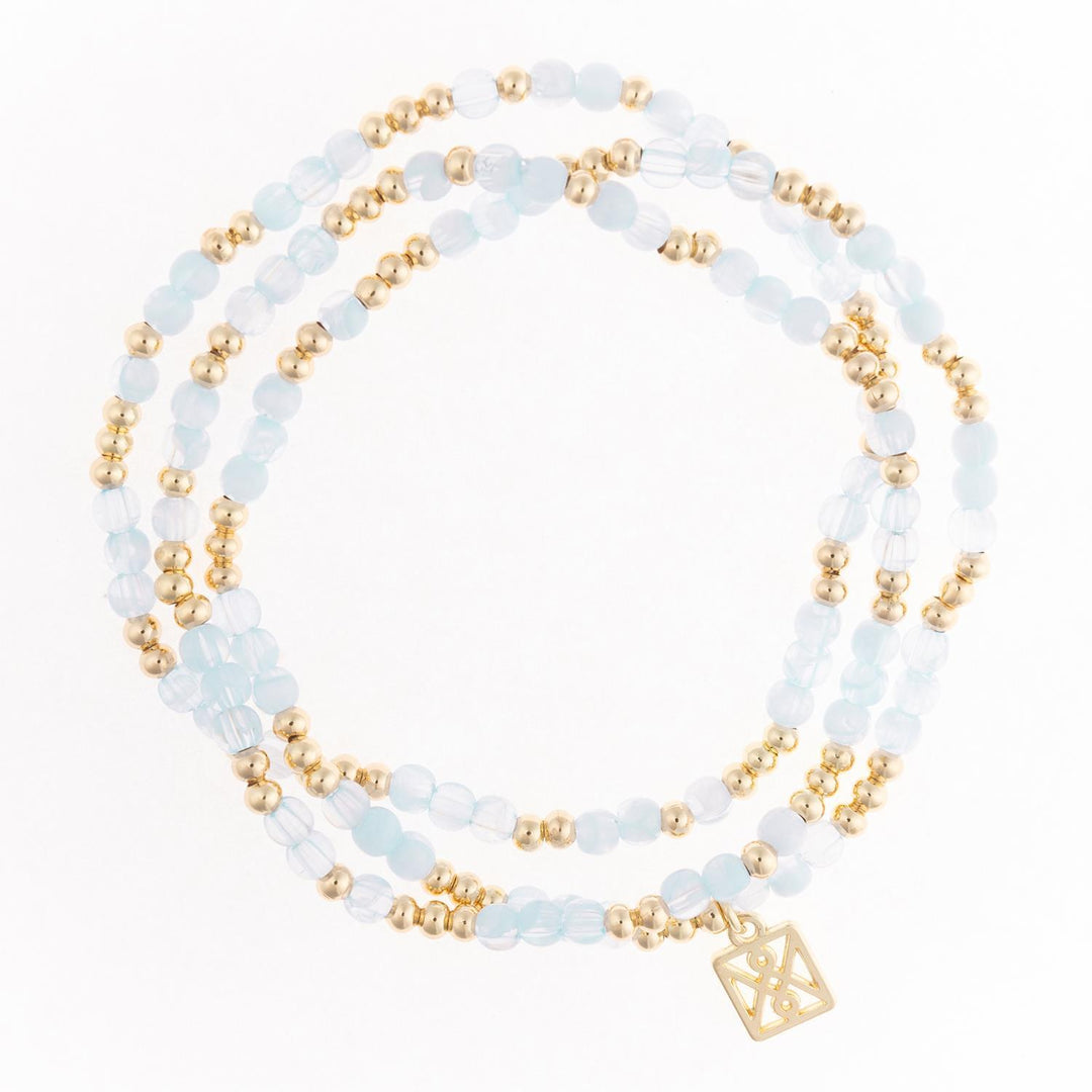 Rachel Beaded Stretch Bracelet in Sky Blue