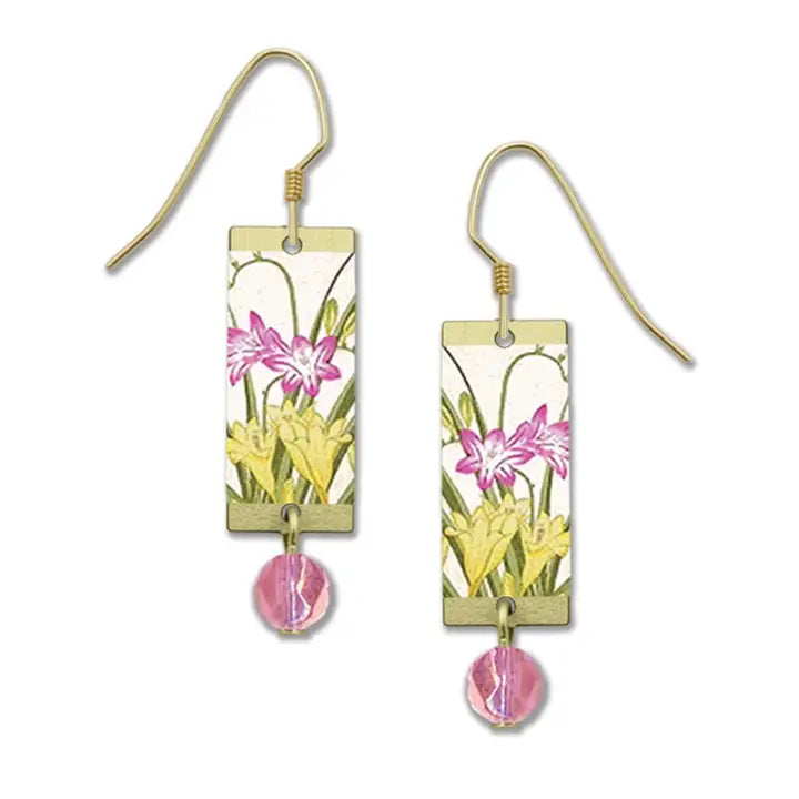 Yellow and Pink Flower Earrings