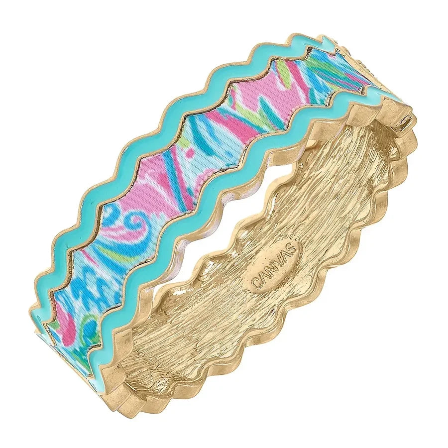 Annalise Blue Tropical Statement Hinge Bracelet