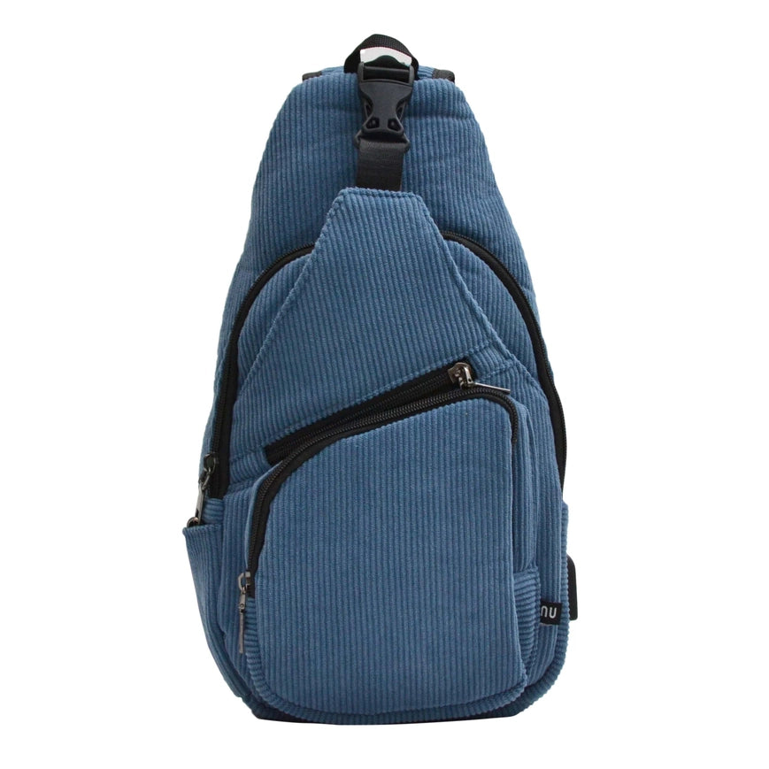 NuPouch Anti-Theft Daypack - Blue Corduroy