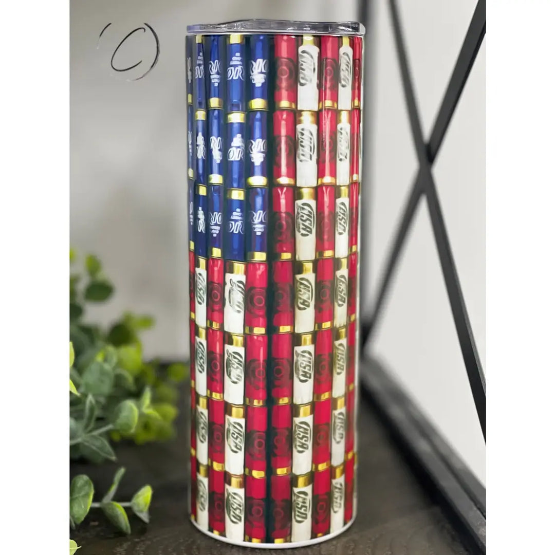 Shotgun Shell American Flag 20 oz Stainless Steel Tumber