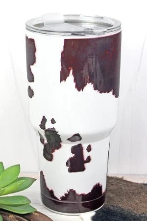 Brown Cowhide 30oz Stainless Steel Travel Mug