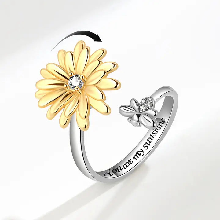 Daisy and Bee Anxiety Fidget Spinner Ring