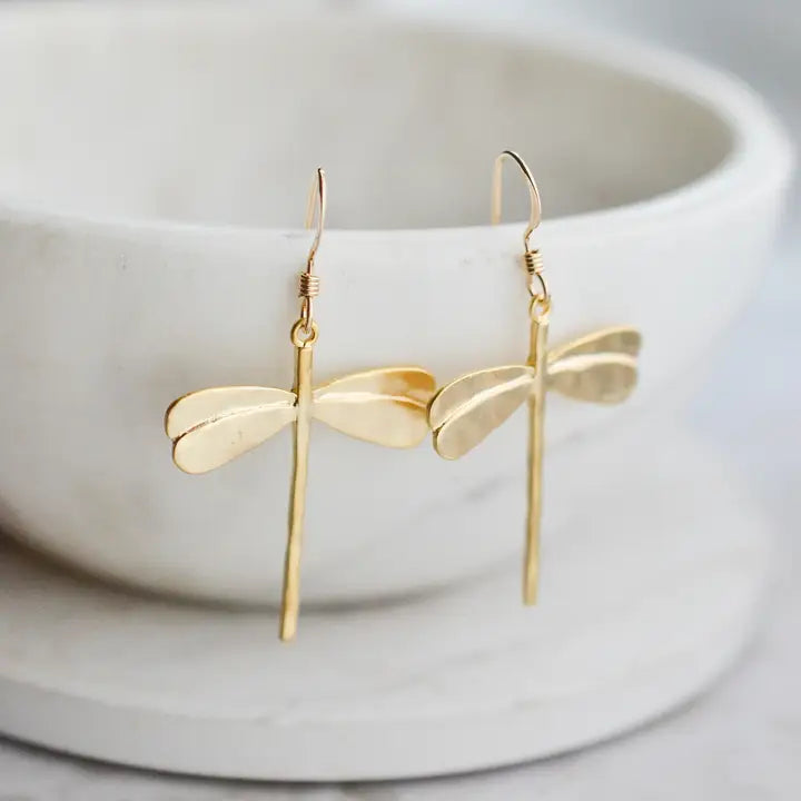 Gold Dragonfly Earrings