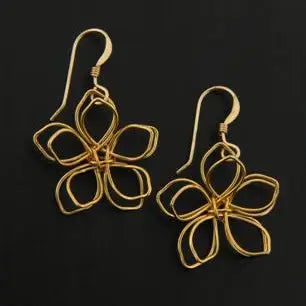 Gold Wrapped Lotus Flower Earrings