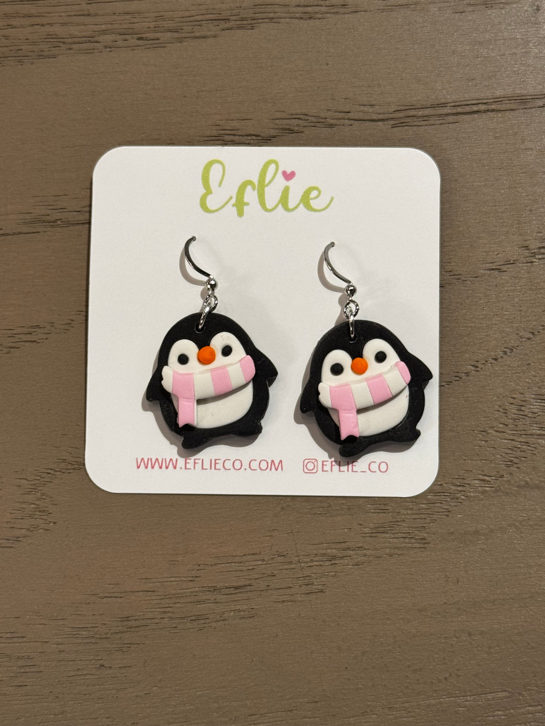 Penguin Scarf Polymer Clay Earrings