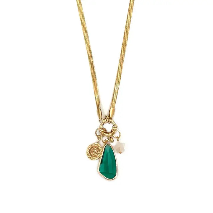 Green Gem Charm Waterproof Necklace