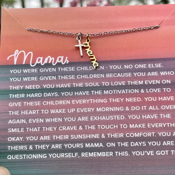 Mama Cross Sterling Necklace