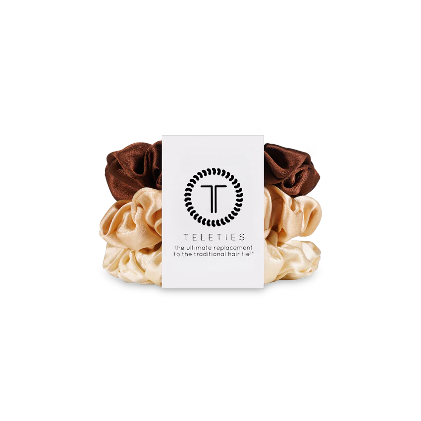 Teleties Small For the Love of Nude Silk Scrunchies - Set of 3