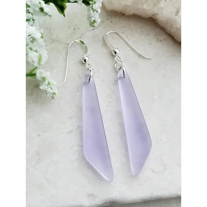 Periwinkle Seaglass Paddle Earrings