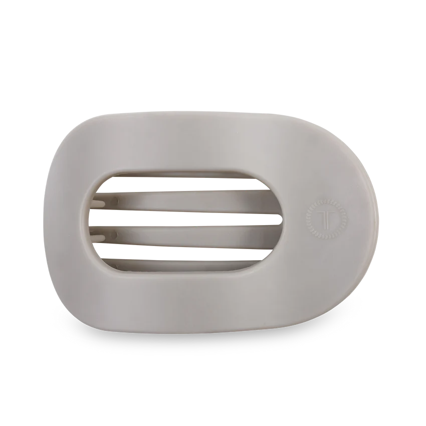 Teleties Flat Round Hair Clip- Silver Flames