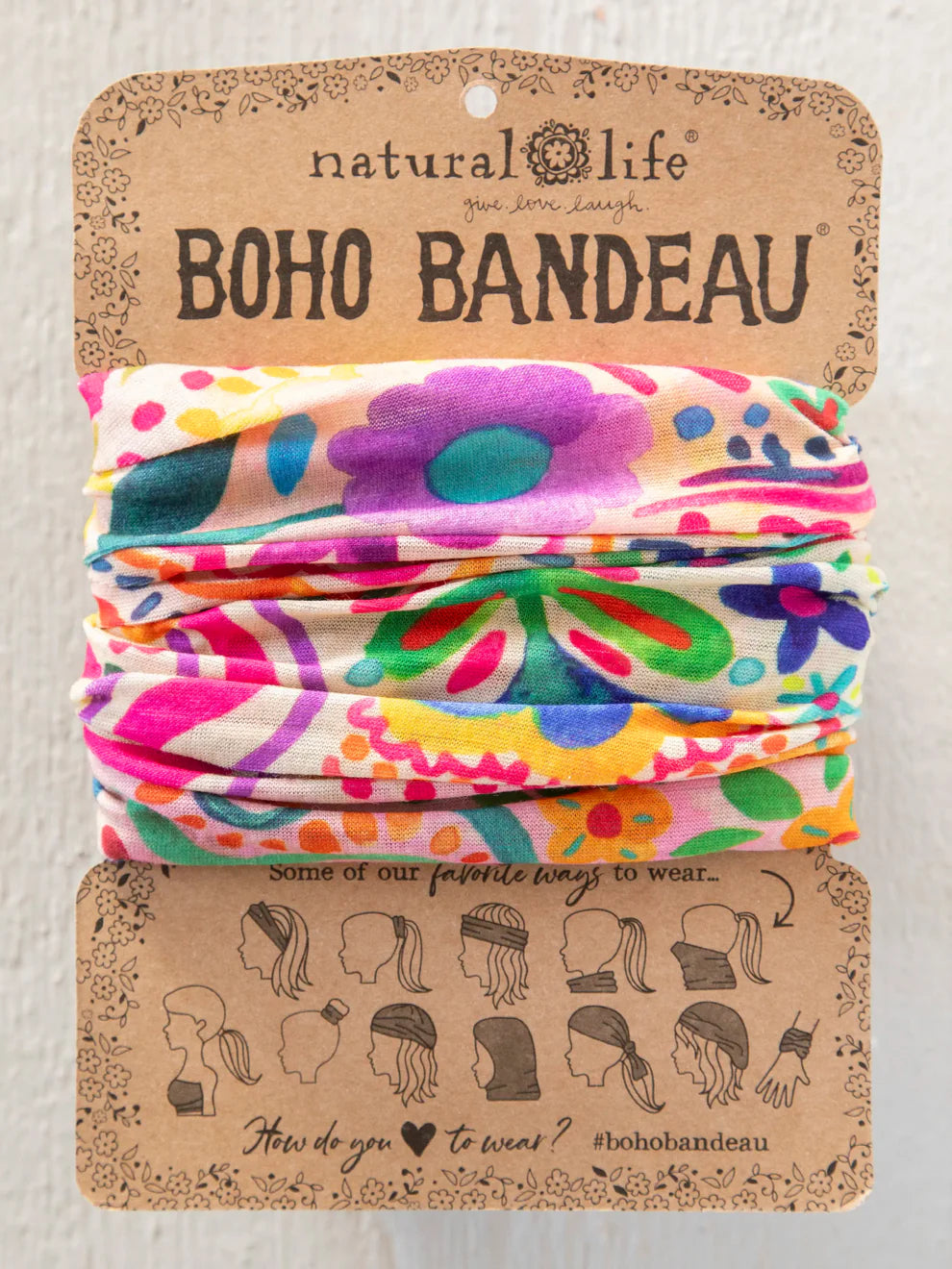 Full Boho Bandeau Headband in Rainbow Doodle