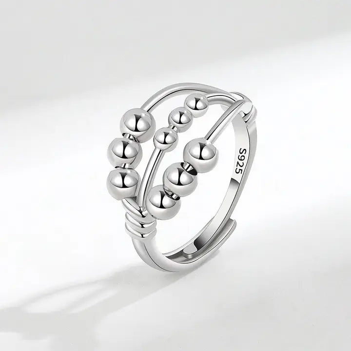 Beaded Anxiety Ring in Sterling Silver