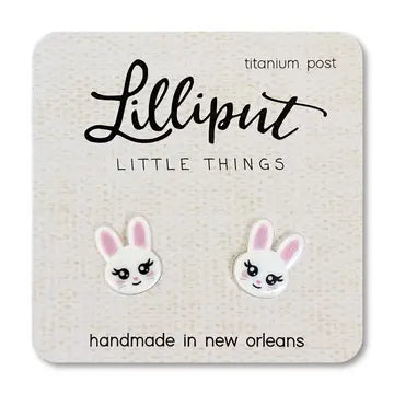Lilliput White Easter Bunny Post Earrings