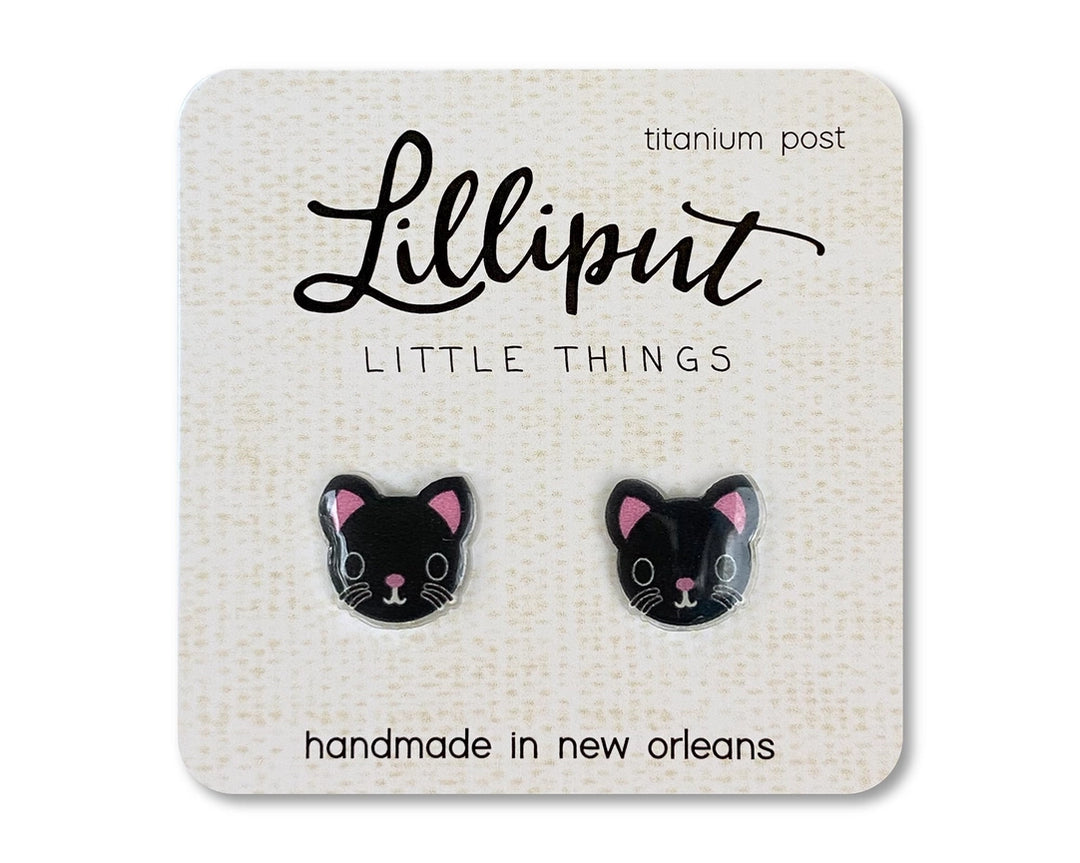 Black Cat Post Earrings