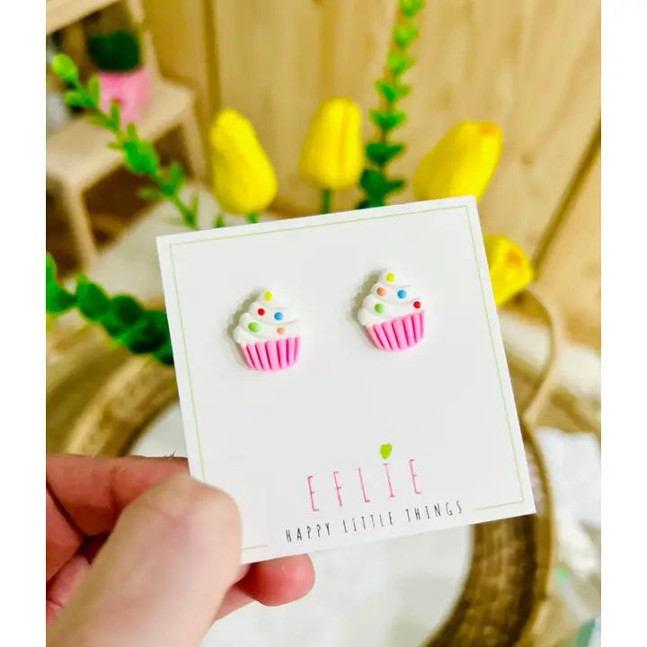Rainbow Sprinkle Cupcake Earrings