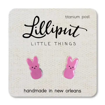 Lilliput Marshmallow Pink Bunny Post Earrings