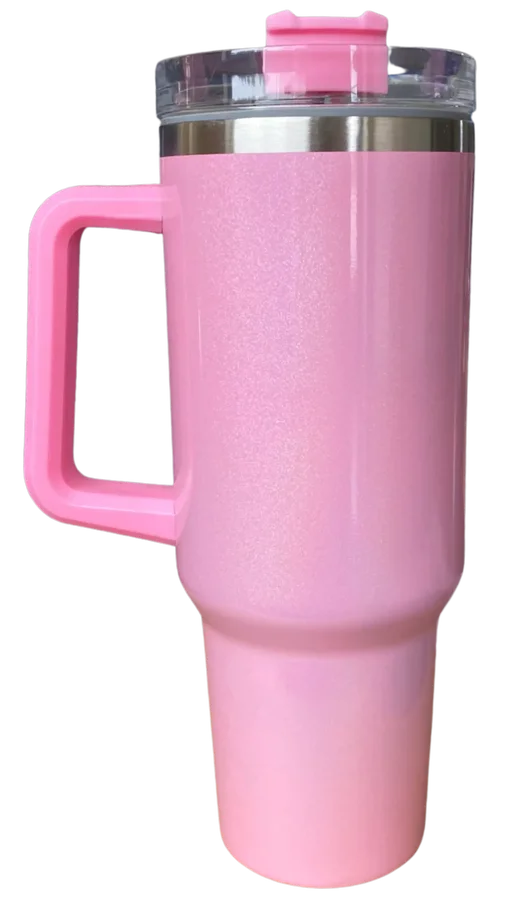 Pink Shimmer 40 oz Tumbler Cup with Handle The Tulip Magnolia