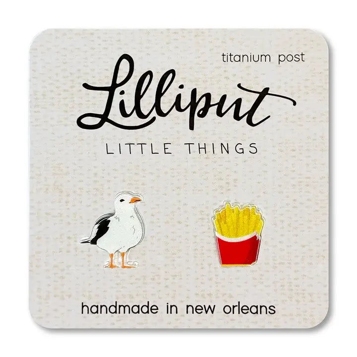 Seagull French Fries Post Earrings