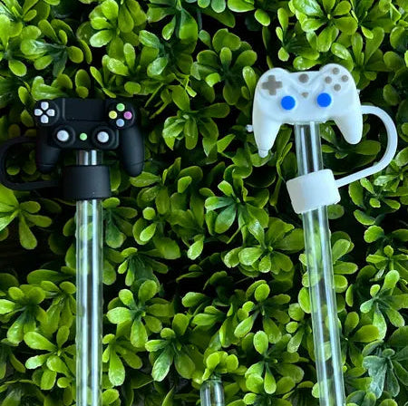 Straw Cover " White Game Controller"