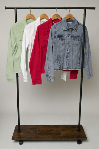 Frayed Hem Denim Jacket in Mercedes Wash