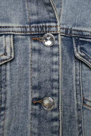 Frayed Hem Denim Jacket in Mercedes Wash
