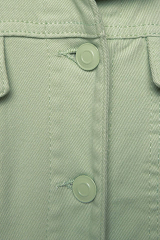 Frayed Hem Denim Jacket in Moss Green