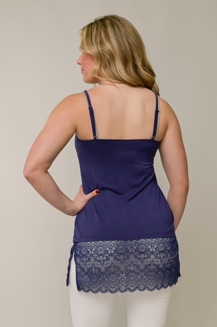 Navy Extender Tank with Lace Trim