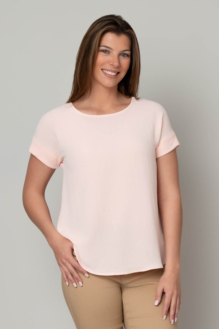 Air Flow Rolled Cuff Top in Blush