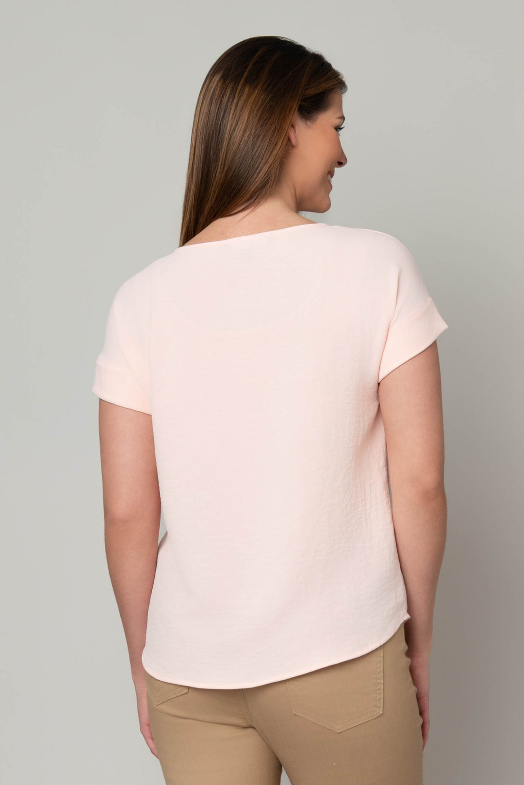 Air Flow Rolled Cuff Top in Blush