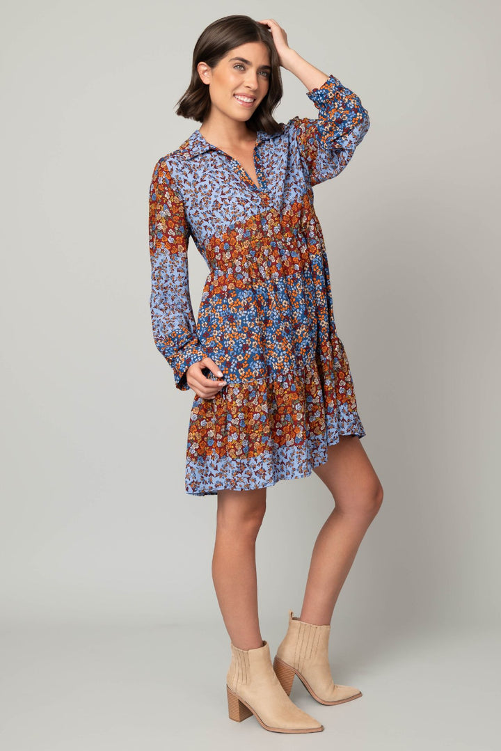 Ditsy Johnny Collar Babydoll Dress