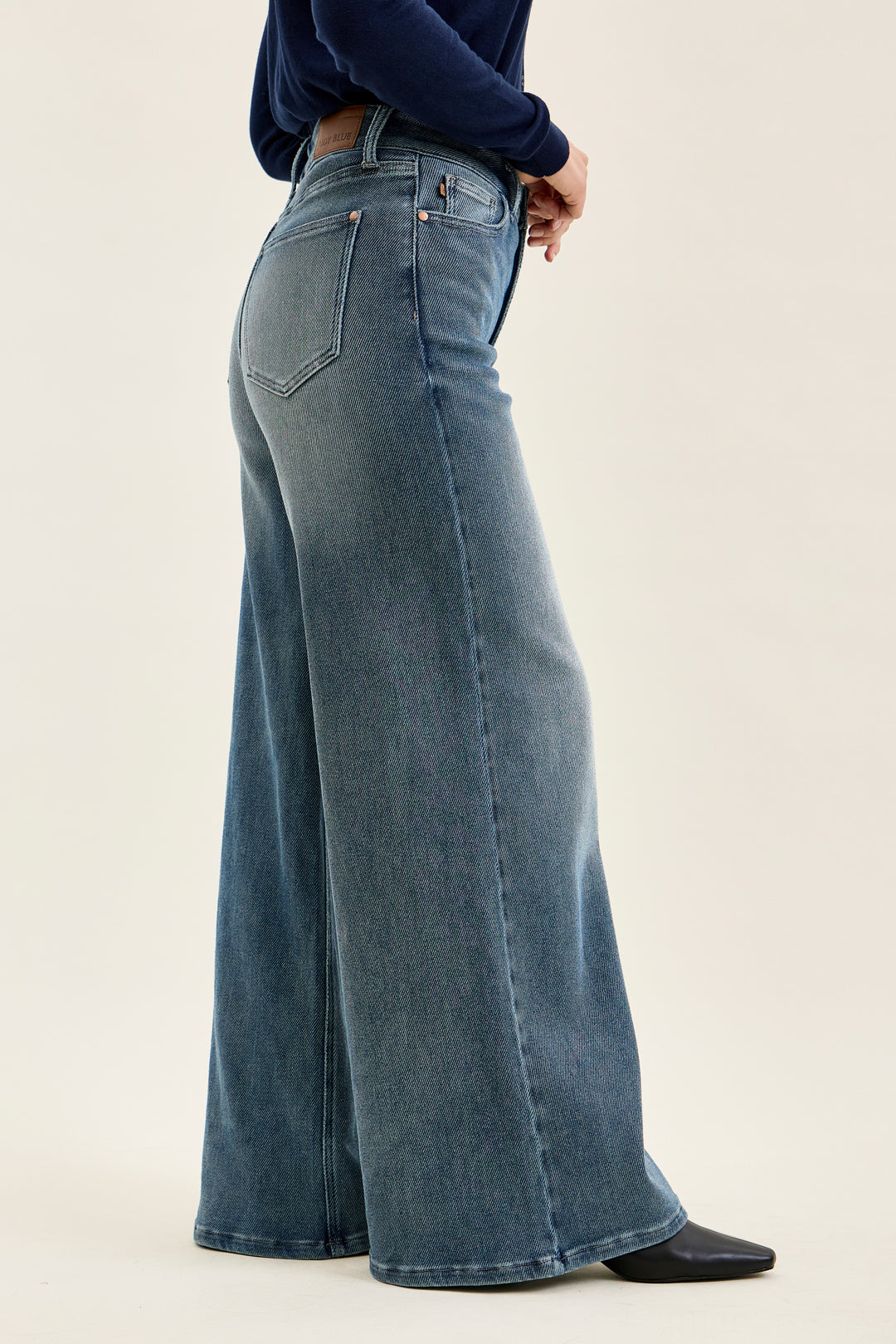 Judy Blue High Waist Liza Knit Indigo Palazzo