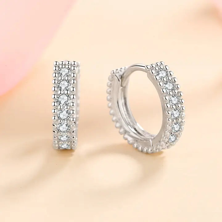 Silver Moissanite Wedding Hoop Earrings