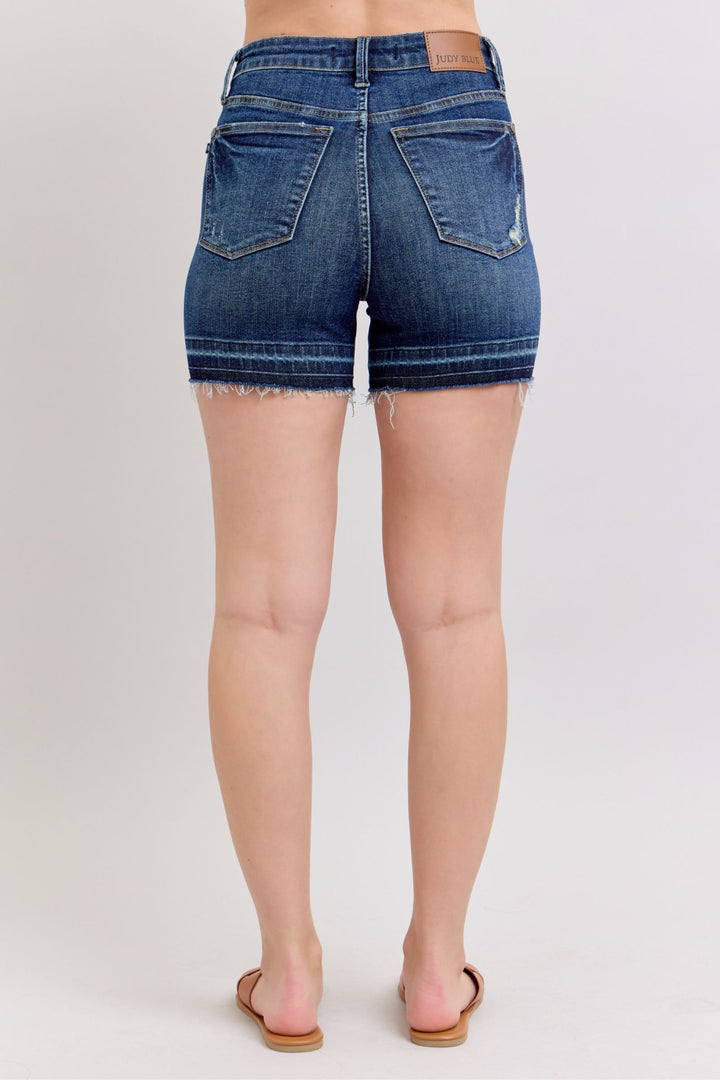 Judy Blue Tummy Control Destroyed Hem Shorts