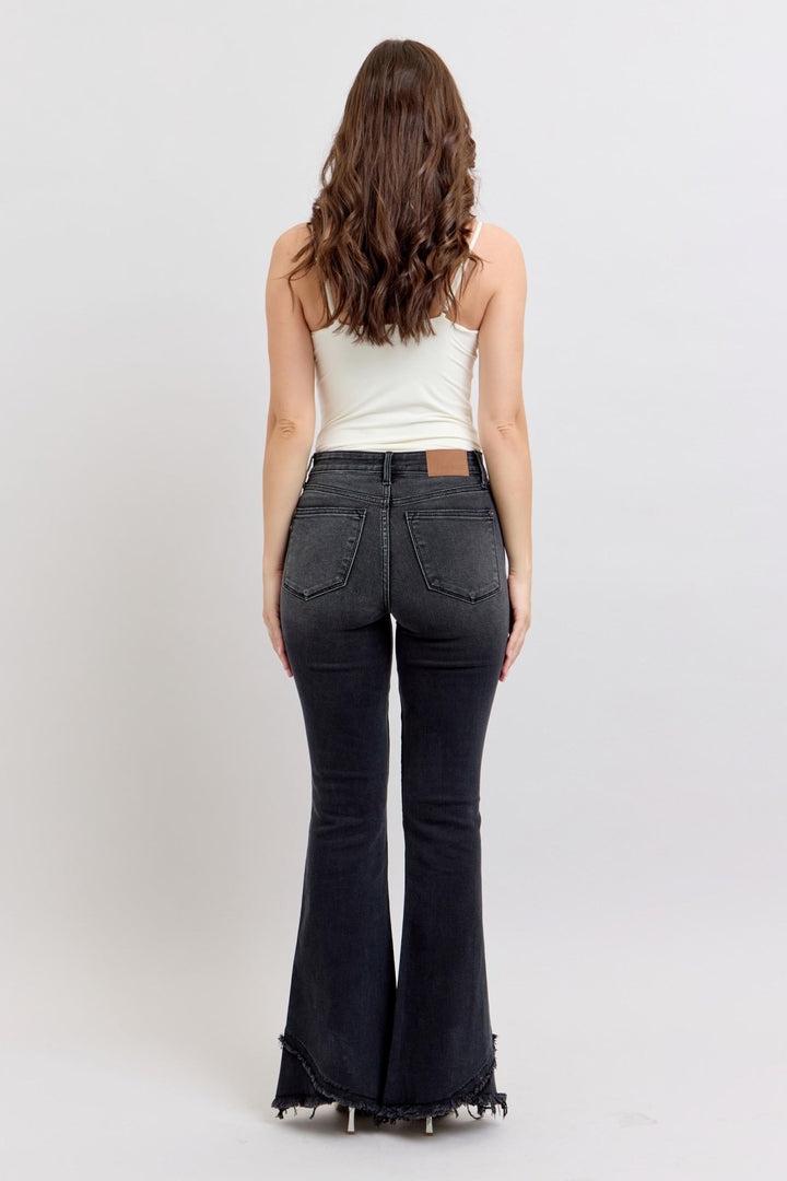 Judy Blue Black Flare Mock Fray Tulip Hem