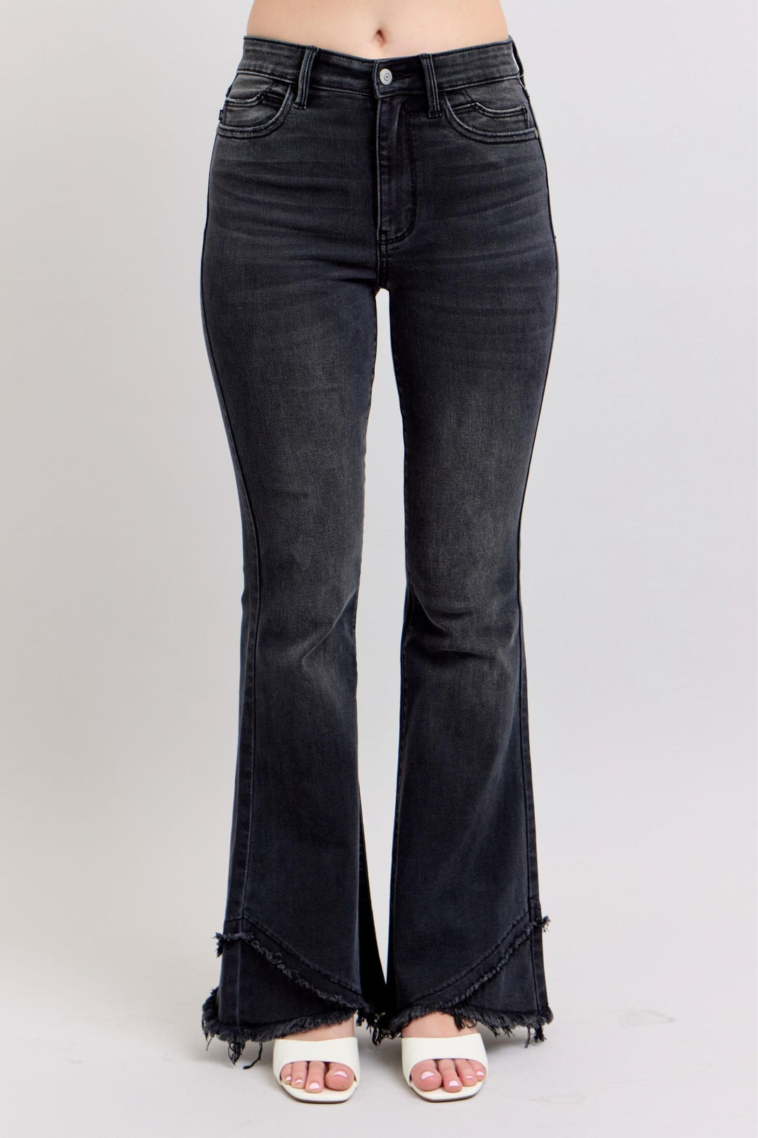 Judy Blue Black Flare Mock Fray Tulip Hem