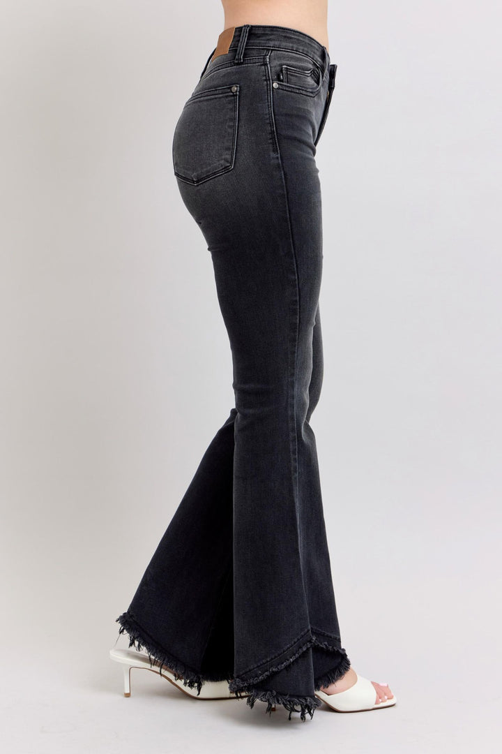 Judy Blue Black Flare Mock Fray Tulip Hem