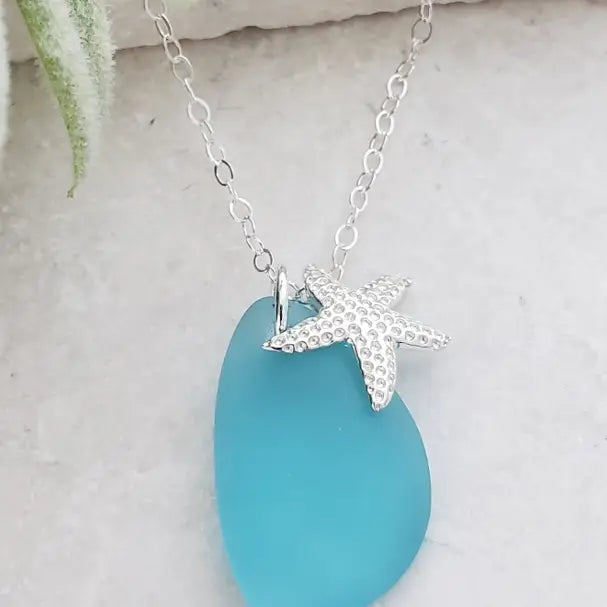 Seaside Turquoise Pebble Starfish Necklace