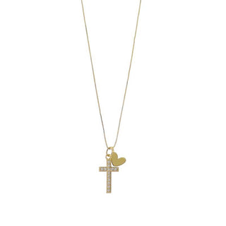 Golden Prize! Gold Cross and Heart Charm Necklace