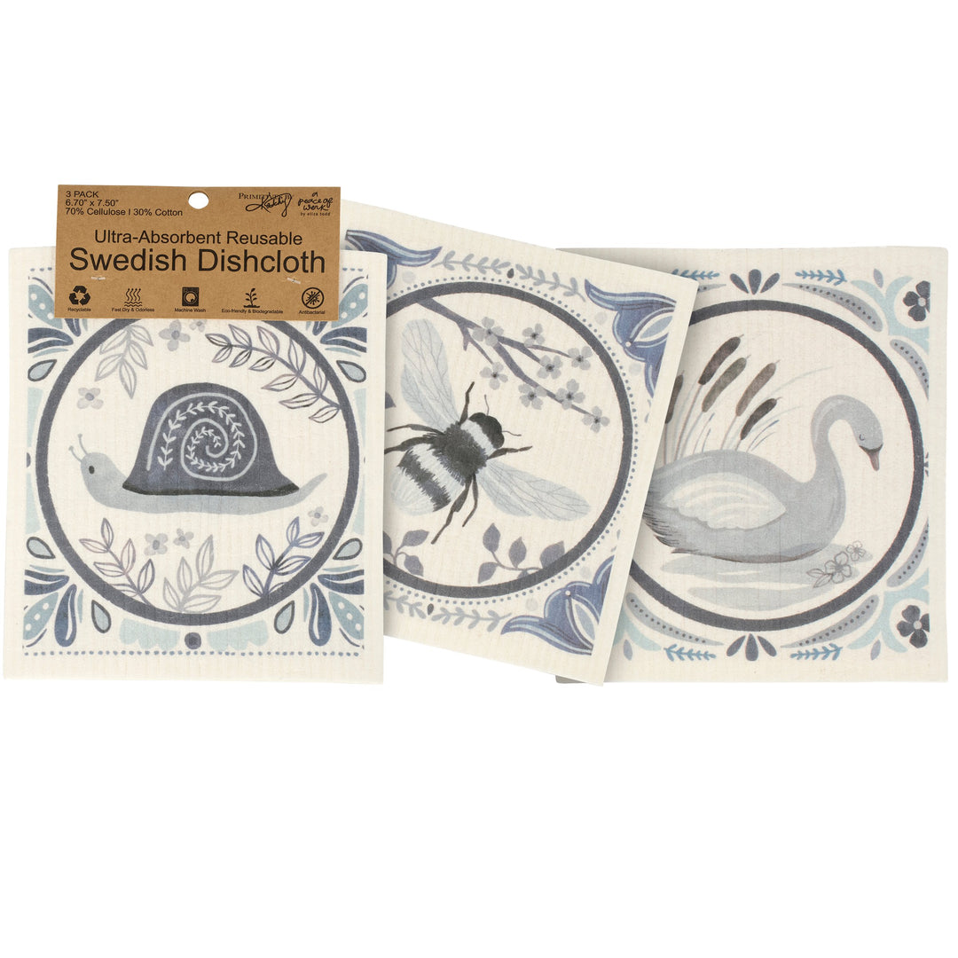 Indigo Tile Swedish Dishcloth Set