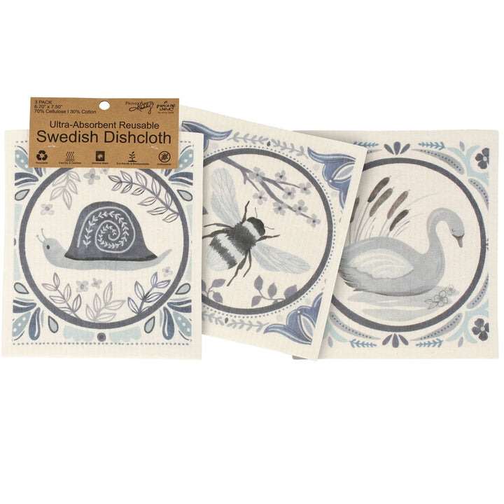 Indigo Tile Swedish Dishcloth Set