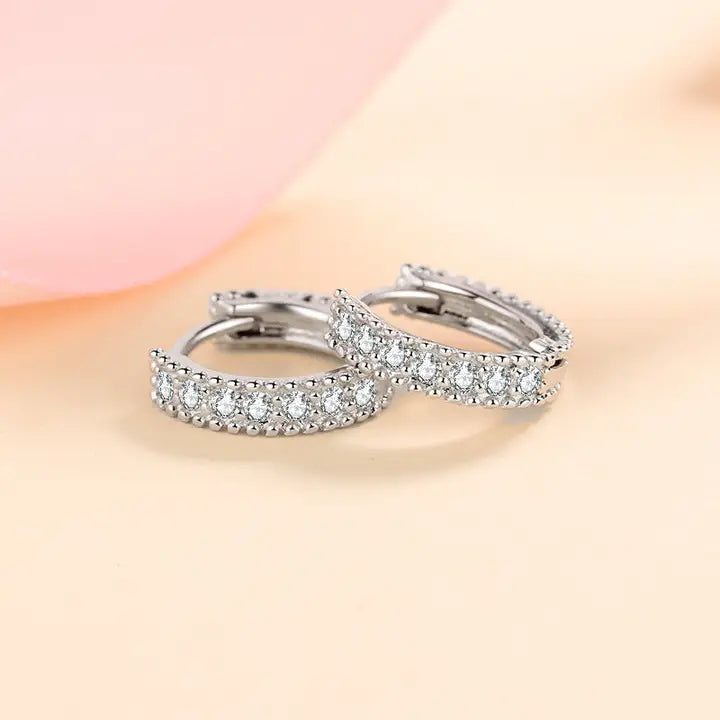 Silver Moissanite Wedding Hoop Earrings