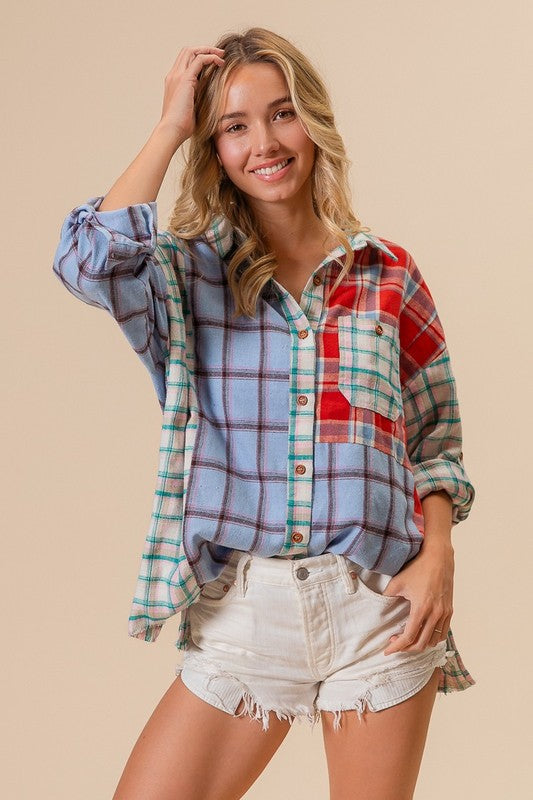 Plaid Mix & Match Button Down Shirt