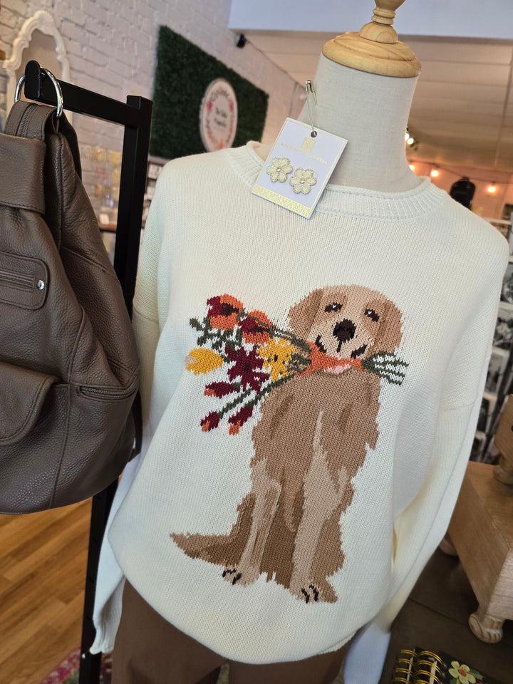 Flower Dog Lightweight Knit Sweater