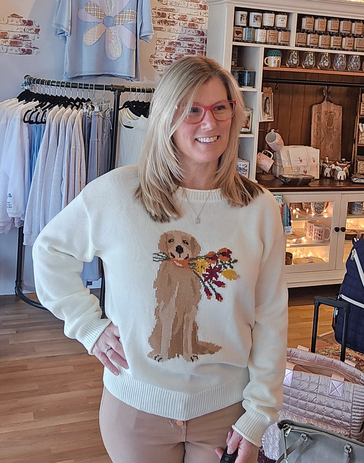 Flower Dog Lightweight Knit Sweater