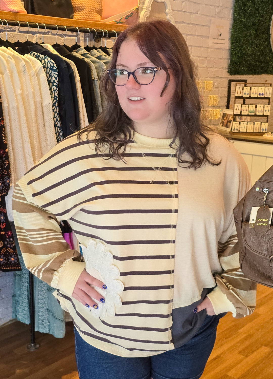 Patchwork Stripe Long Sleeve Top